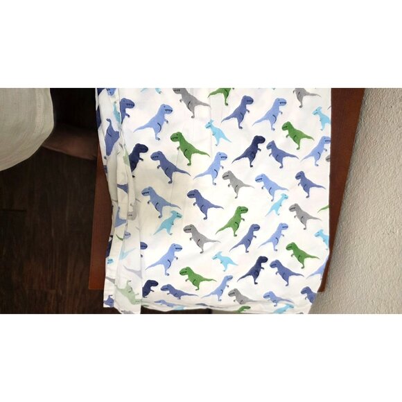 Pottery Barn Kids Twin Flat Sheet Dinosaur Print 100% Organic Cotton 66"x96" - Picture 3 of 5